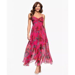 Xscape Womens Printed Sweetheart Spaghetti Strap Dress Pink Size 12 Defected